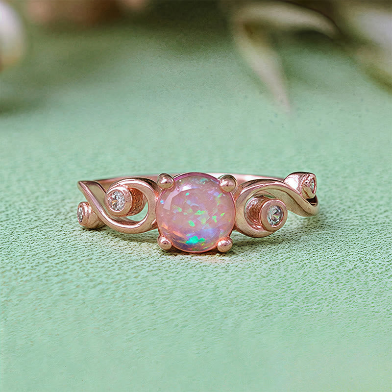 Anillo de enredadera de ópalo morado blanco natural de Olivenorma