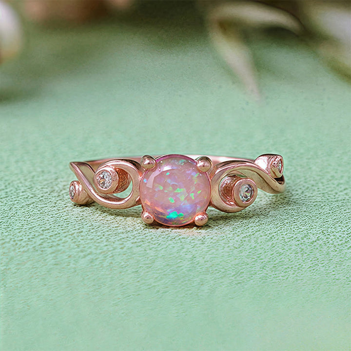 Anillo de enredadera de ópalo morado blanco natural de Olivenorma