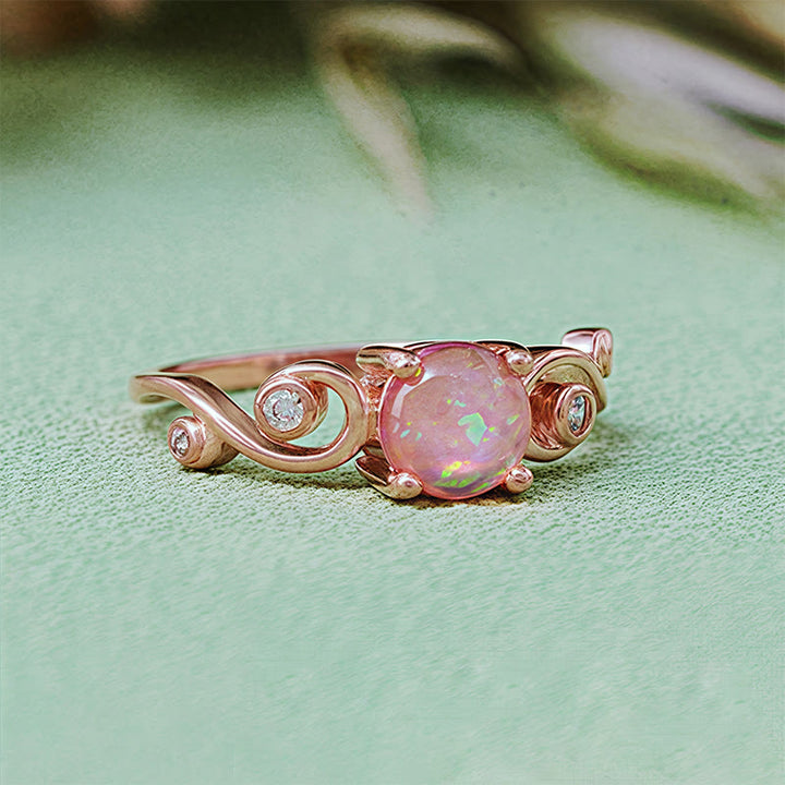 Anillo de enredadera de ópalo morado blanco natural de Olivenorma