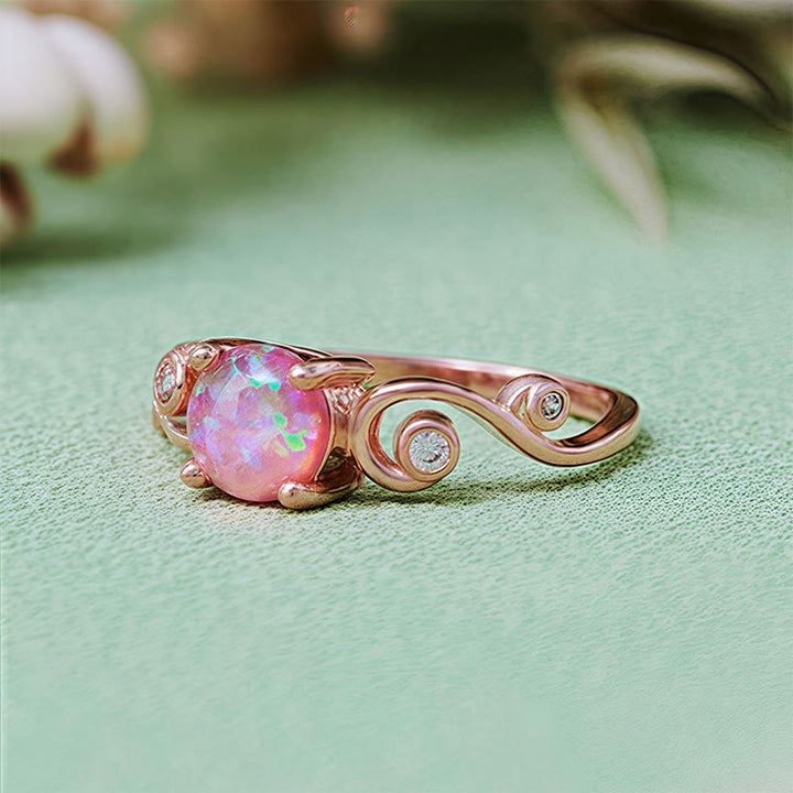 Anillo de enredadera de ópalo morado blanco natural de Olivenorma