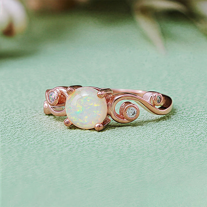 Anillo de enredadera de ópalo morado blanco natural de Olivenorma