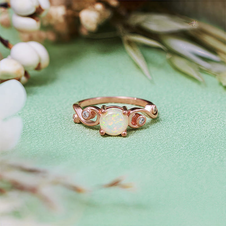 Anillo de enredadera de ópalo morado blanco natural de Olivenorma