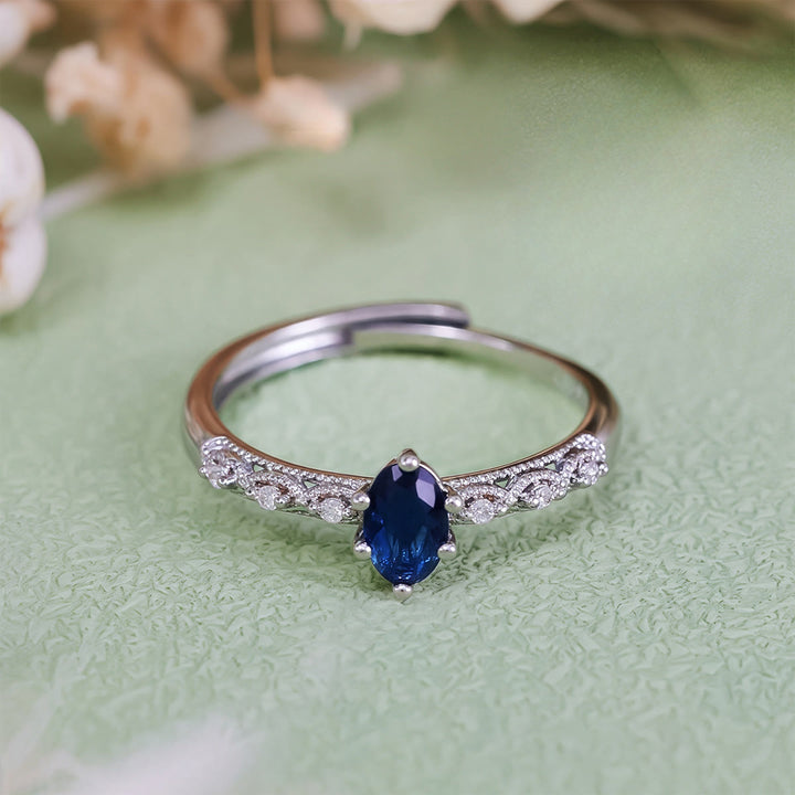 Anillo de zafiro de corte ovalado exquisito retro de Olivenorma