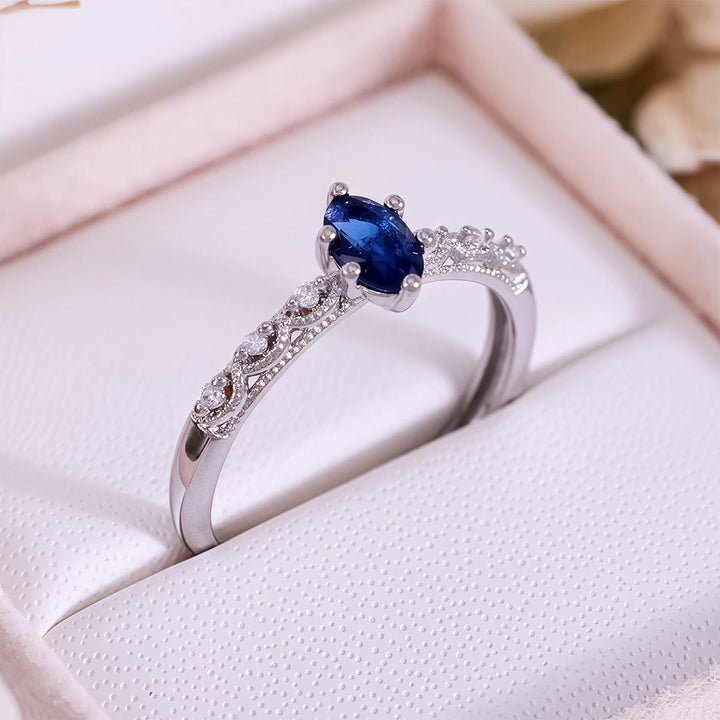 Anillo de zafiro de corte ovalado exquisito retro de Olivenorma