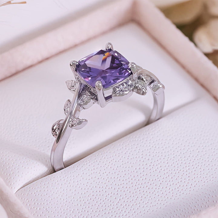 Anillo envolvente de hoja de amatista con corte cuadrado de Olivenorma