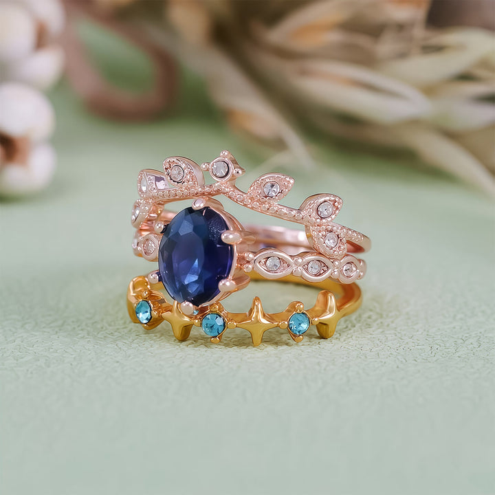 Juego de 3 anillos Olivenorma Moon Star Eternal Twilight Leaf