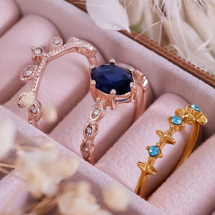 Juego de 3 anillos Olivenorma Moon Star Eternal Twilight Leaf