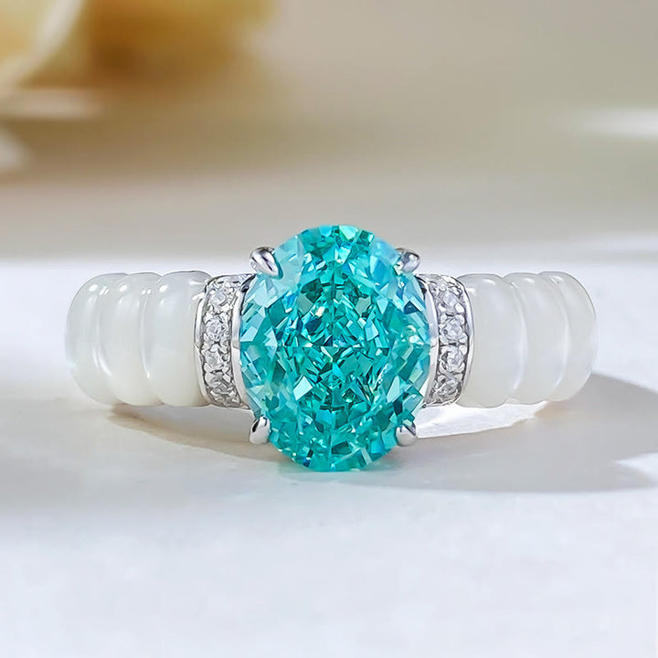 Anillo de aguamarina de talla ovalada Olivenorma