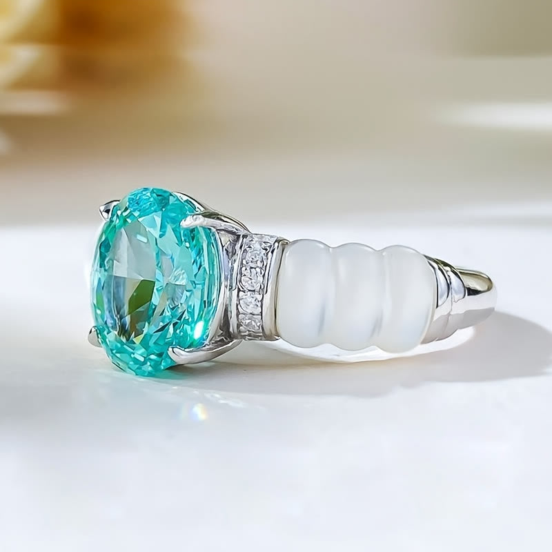 Anillo de aguamarina de talla ovalada Olivenorma