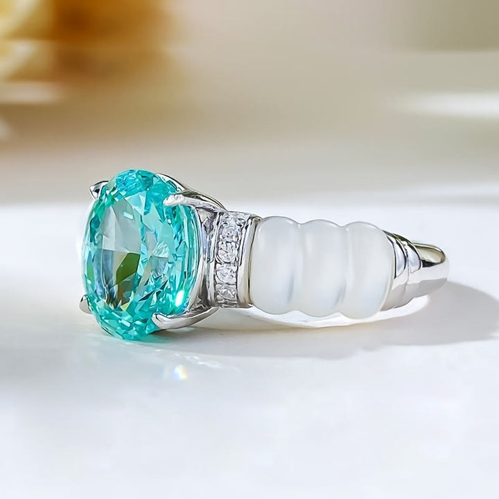 Anillo de aguamarina de talla ovalada Olivenorma