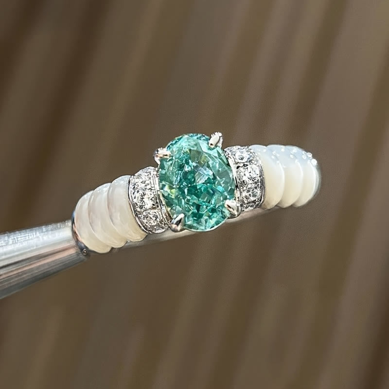 Anillo de aguamarina de talla ovalada Olivenorma