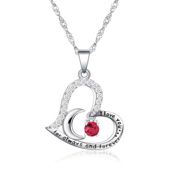 Collar con piedra de nacimiento "Te amo por siempre y para siempre" de Olivenorma