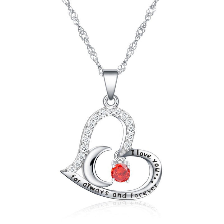 Collar con piedra de nacimiento "Te amo por siempre y para siempre" de Olivenorma