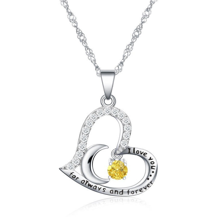 Collar con piedra de nacimiento "Te amo por siempre y para siempre" de Olivenorma