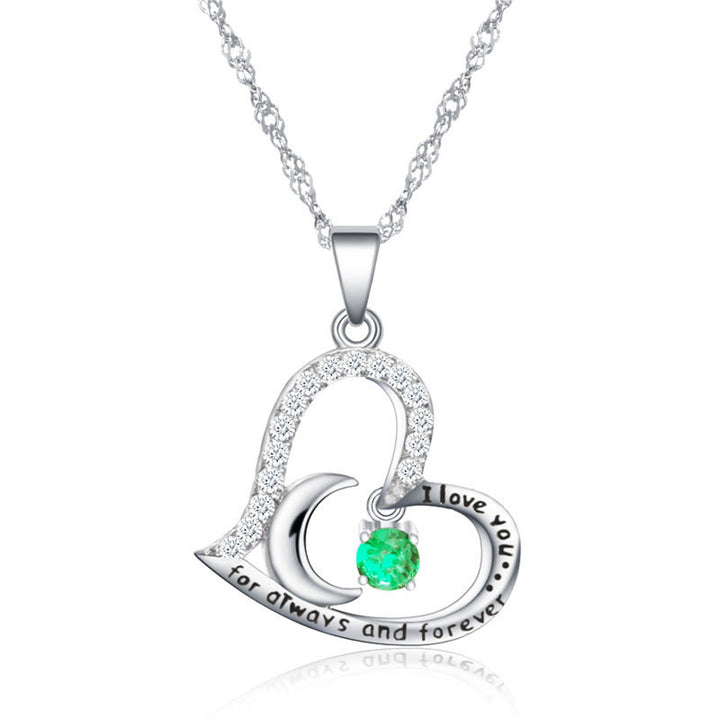 Collar con piedra de nacimiento "Te amo por siempre y para siempre" de Olivenorma