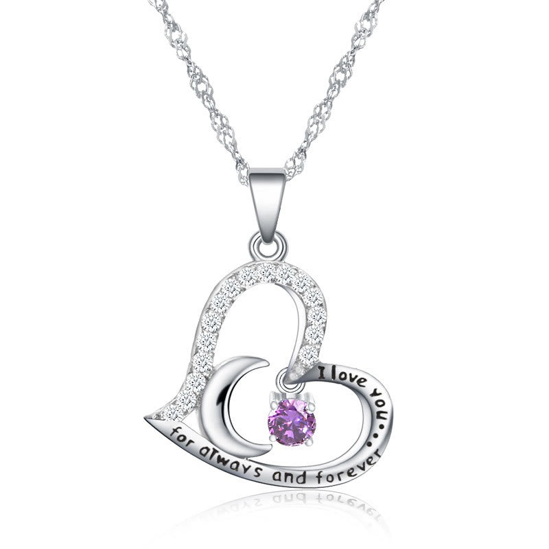 Collar con piedra de nacimiento "Te amo por siempre y para siempre" de Olivenorma