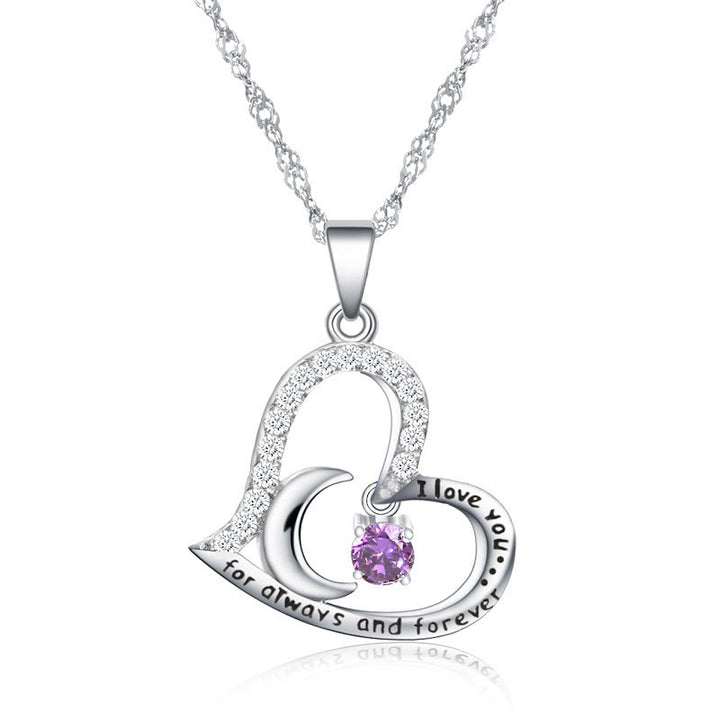 Collar con piedra de nacimiento "Te amo por siempre y para siempre" de Olivenorma