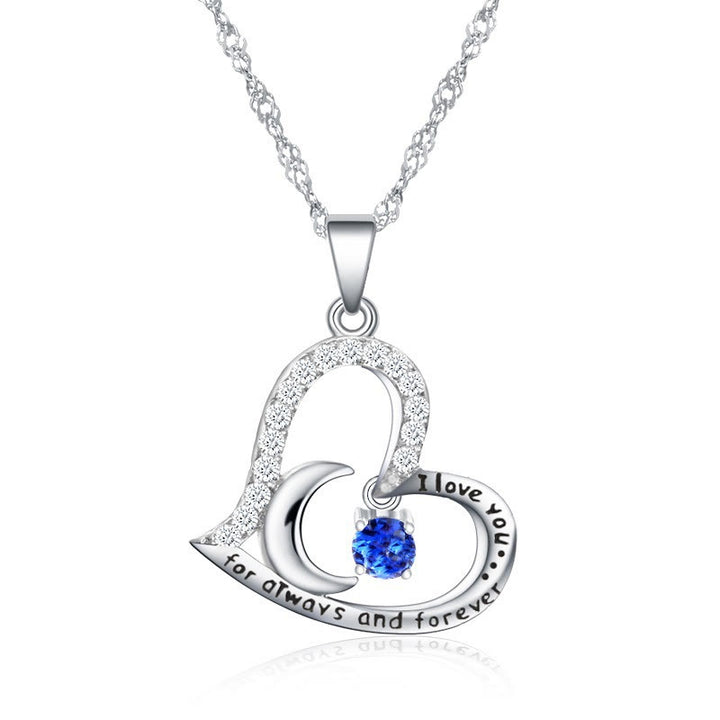 Collar con piedra de nacimiento "Te amo por siempre y para siempre" de Olivenorma