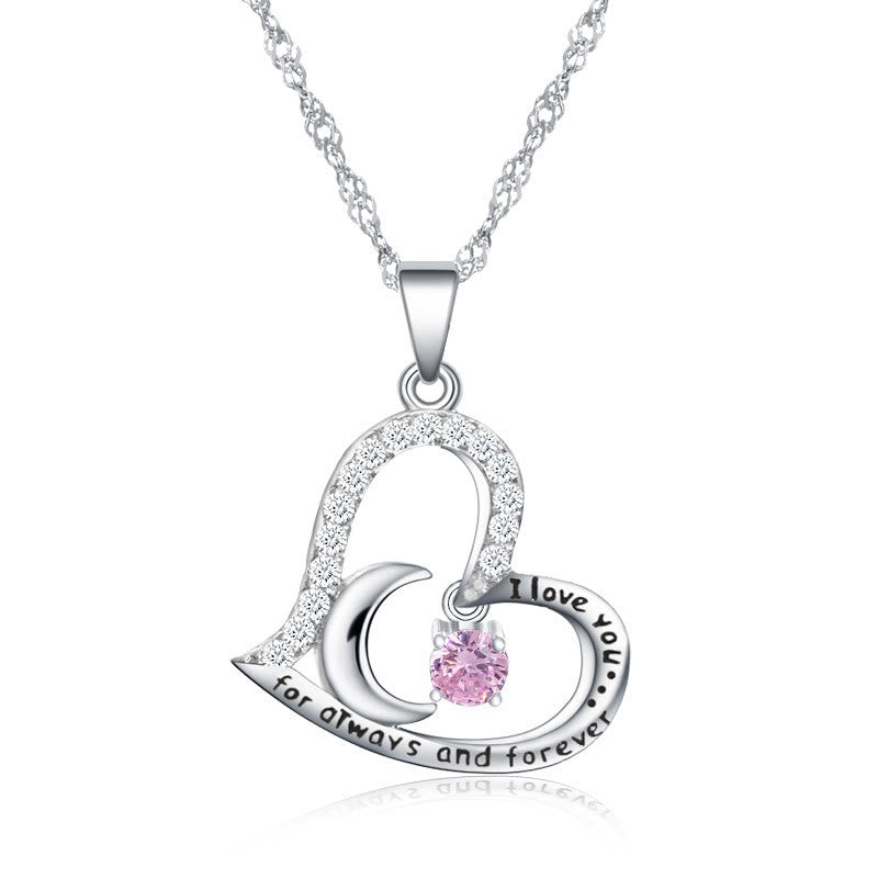 Collar con piedra de nacimiento "Te amo por siempre y para siempre" de Olivenorma