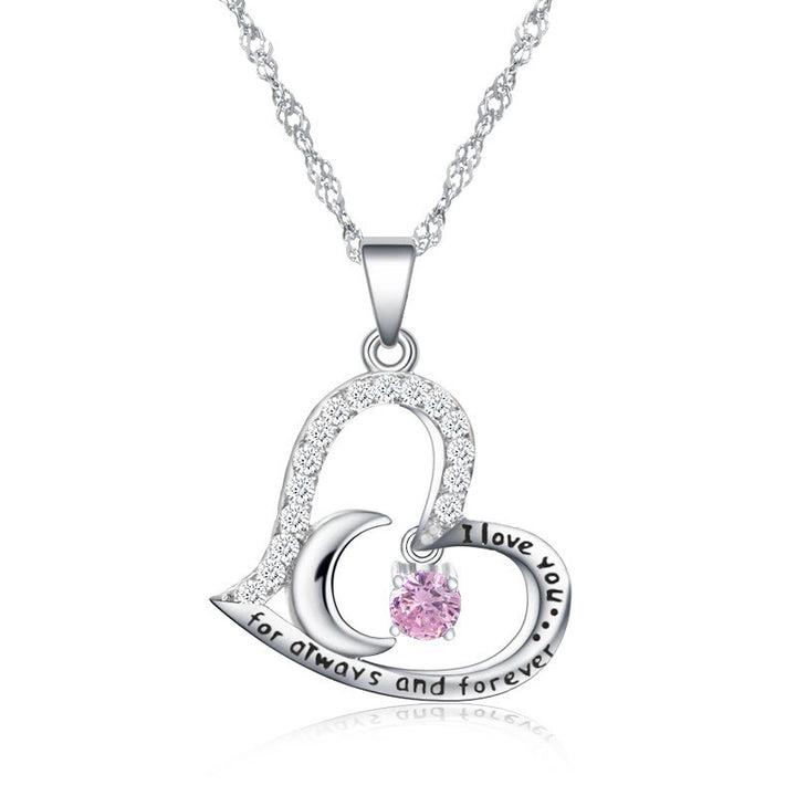 Collar con piedra de nacimiento "Te amo por siempre y para siempre" de Olivenorma