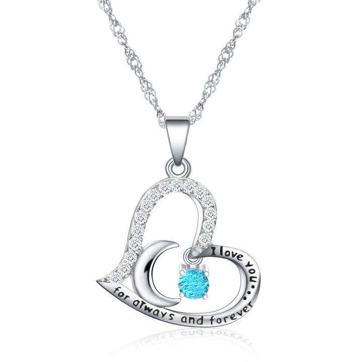 Collar con piedra de nacimiento "Te amo por siempre y para siempre" de Olivenorma