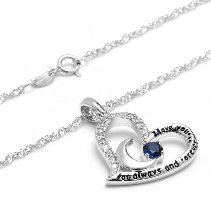 Collar con piedra de nacimiento "Te amo por siempre y para siempre" de Olivenorma
