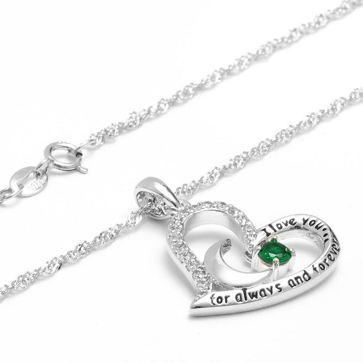 Collar con piedra de nacimiento "Te amo por siempre y para siempre" de Olivenorma