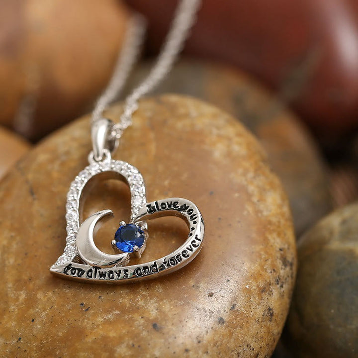 Collar con piedra de nacimiento "Te amo por siempre y para siempre" de Olivenorma