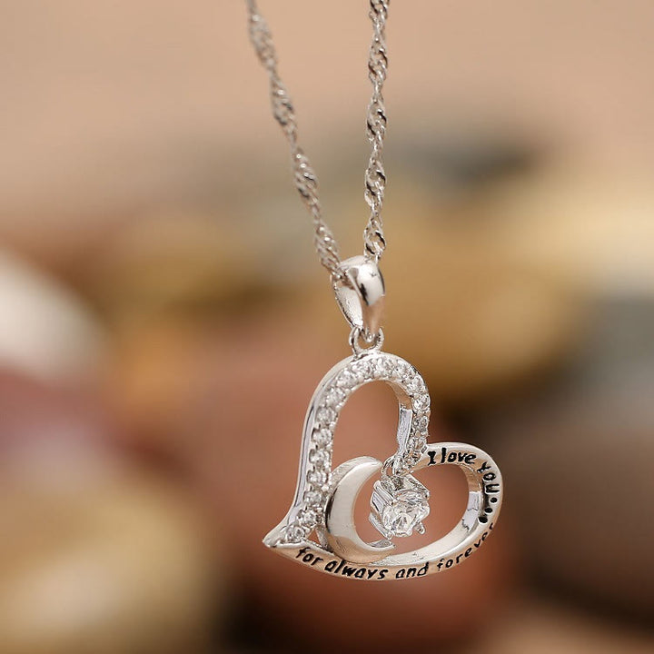 Collar con piedra de nacimiento "Te amo por siempre y para siempre" de Olivenorma