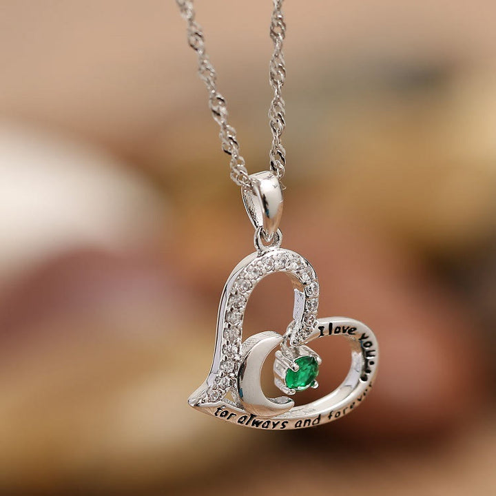 Collar con piedra de nacimiento "Te amo por siempre y para siempre" de Olivenorma