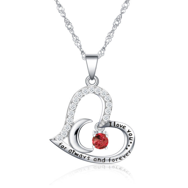 Collar con piedra de nacimiento "Te amo por siempre y para siempre" de Olivenorma