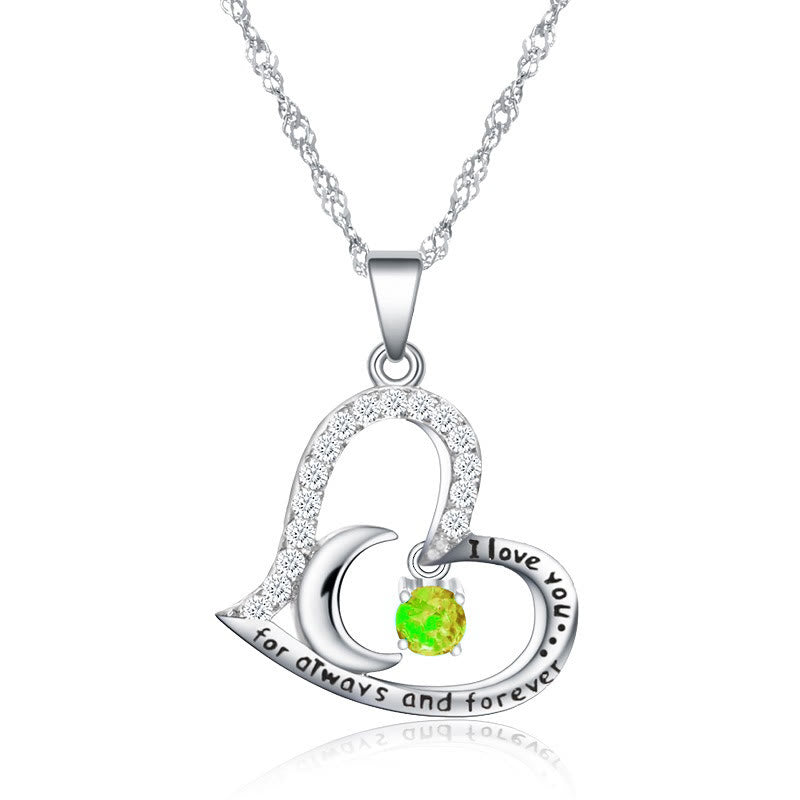 Collar con piedra de nacimiento "Te amo por siempre y para siempre" de Olivenorma