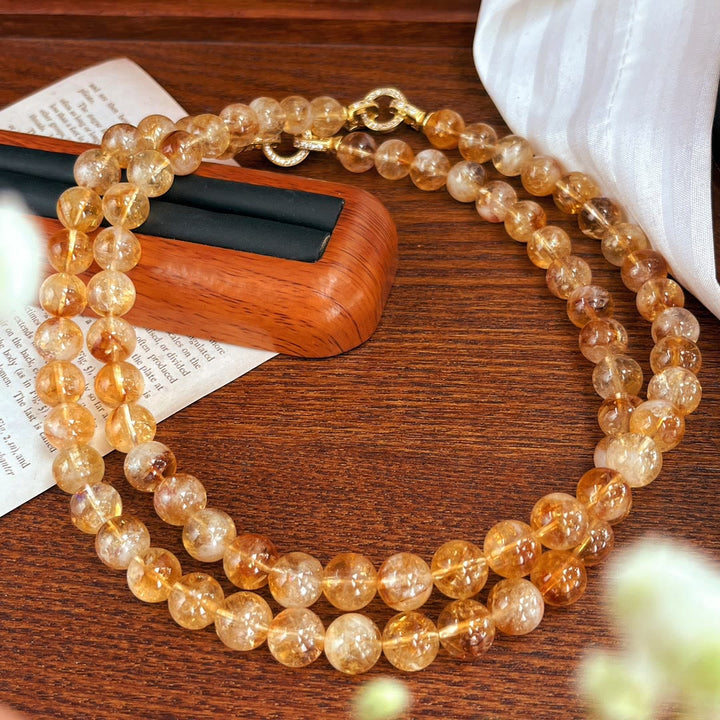 Pulsera y collar de cuentas de citrino natural de 10 mm de Olivenorma