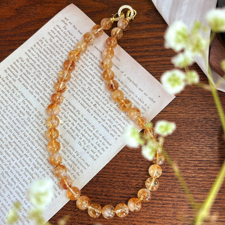 Pulsera y collar de cuentas de citrino natural de 10 mm de Olivenorma