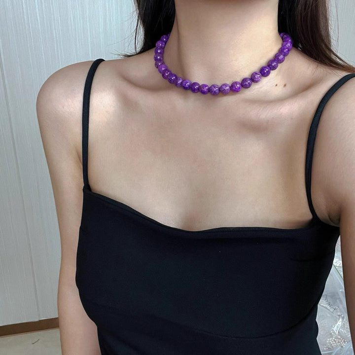 Collar de cuentas de charoita natural Olivenorma
