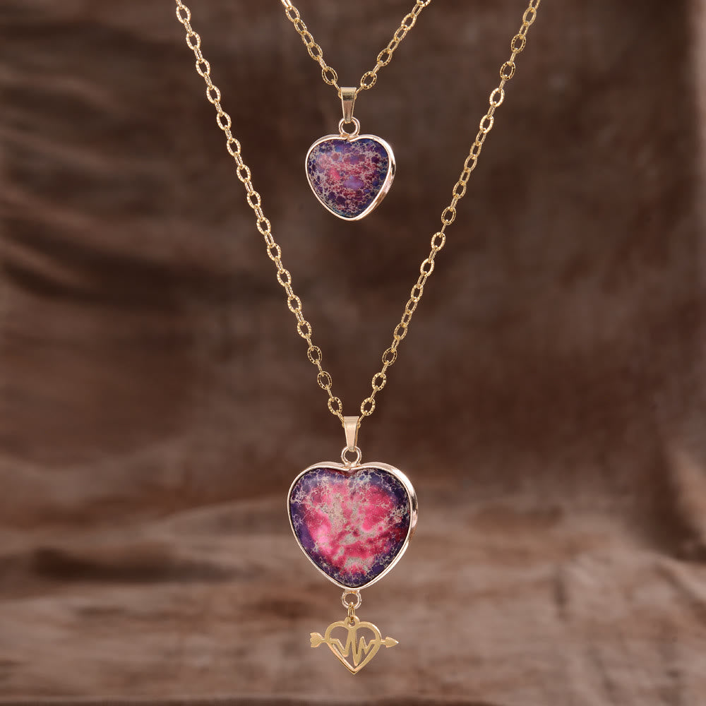 Collar con colgante de doble cadena de piedra natural Olivenorma