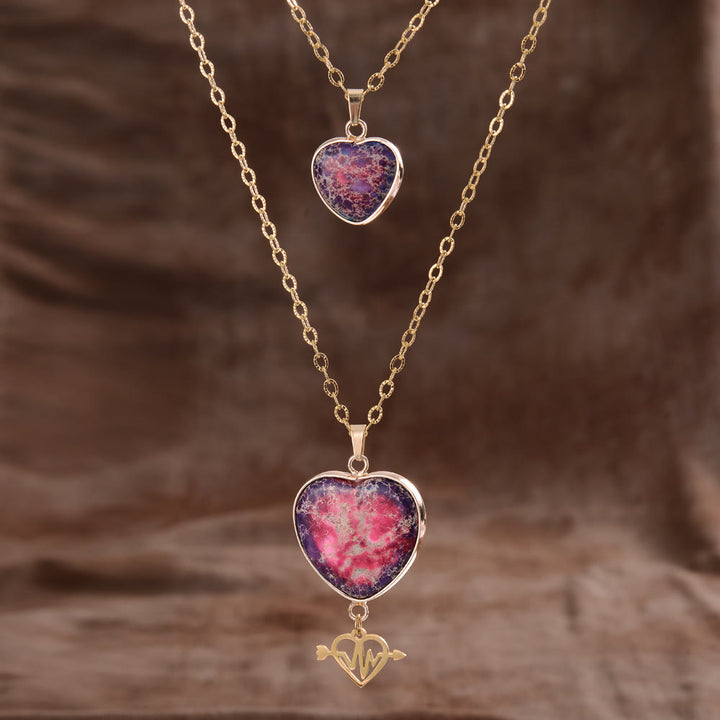 Collar con colgante de doble cadena de piedra natural Olivenorma