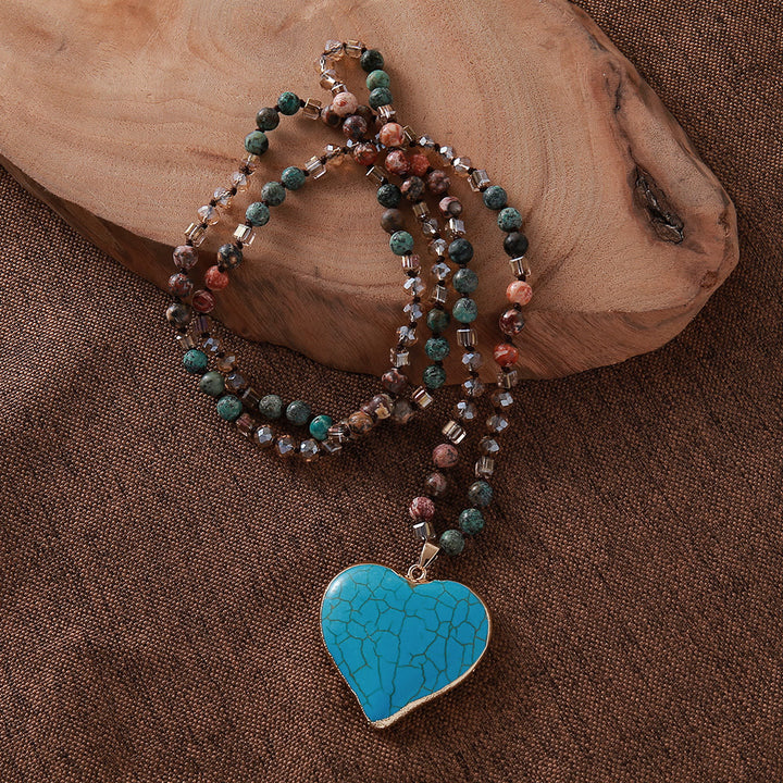 Collar con colgante de corazón de turquesa blanca natural de Olivenorma