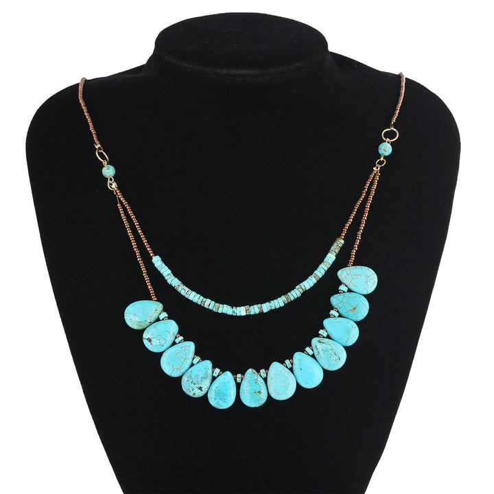 Collar delicado de turquesa natural bohemia de Olivenorma