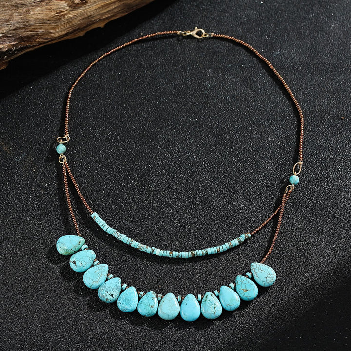 Collar delicado de turquesa natural bohemia de Olivenorma