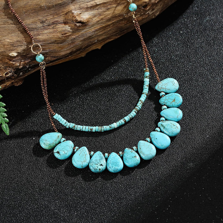 Collar delicado de turquesa natural bohemia de Olivenorma