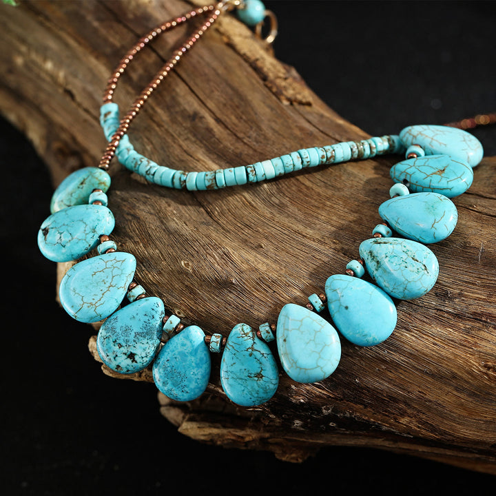 Collar delicado de turquesa natural bohemia de Olivenorma