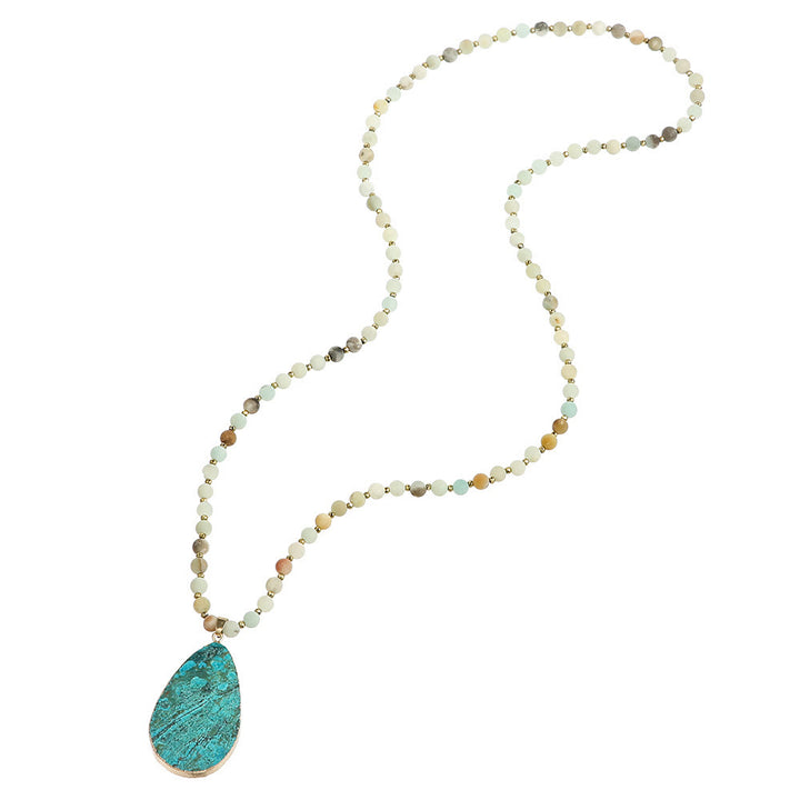Collar con colgante de cuentas de amazonita Olivenorma
