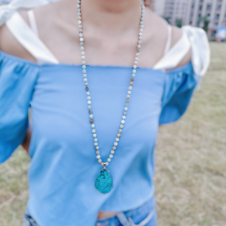 Collar con colgante de cuentas de amazonita Olivenorma