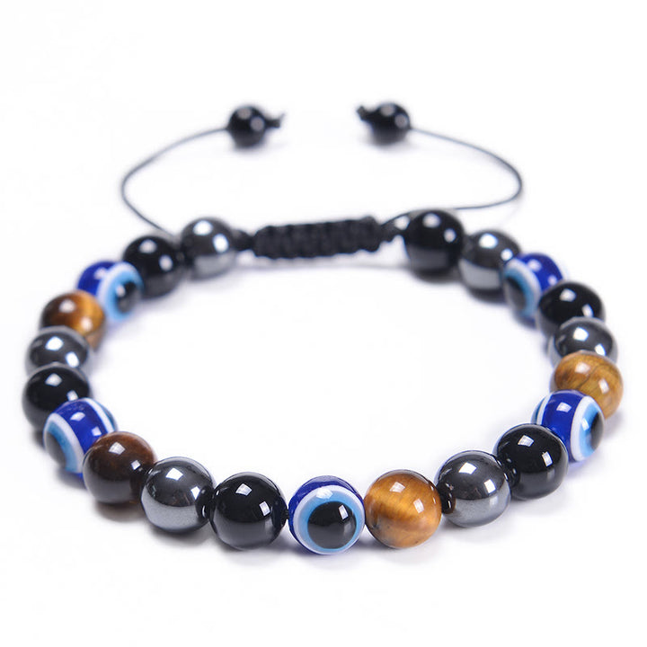 Pulsera de obsidiana, hematita, azul y rojo, ojo de tigre, Olivenorma