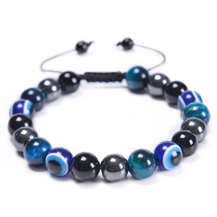 Pulsera de obsidiana, hematita, azul y rojo, ojo de tigre, Olivenorma