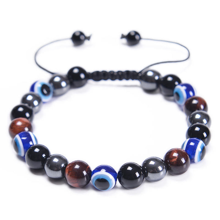 Pulsera de obsidiana, hematita, azul y rojo, ojo de tigre, Olivenorma