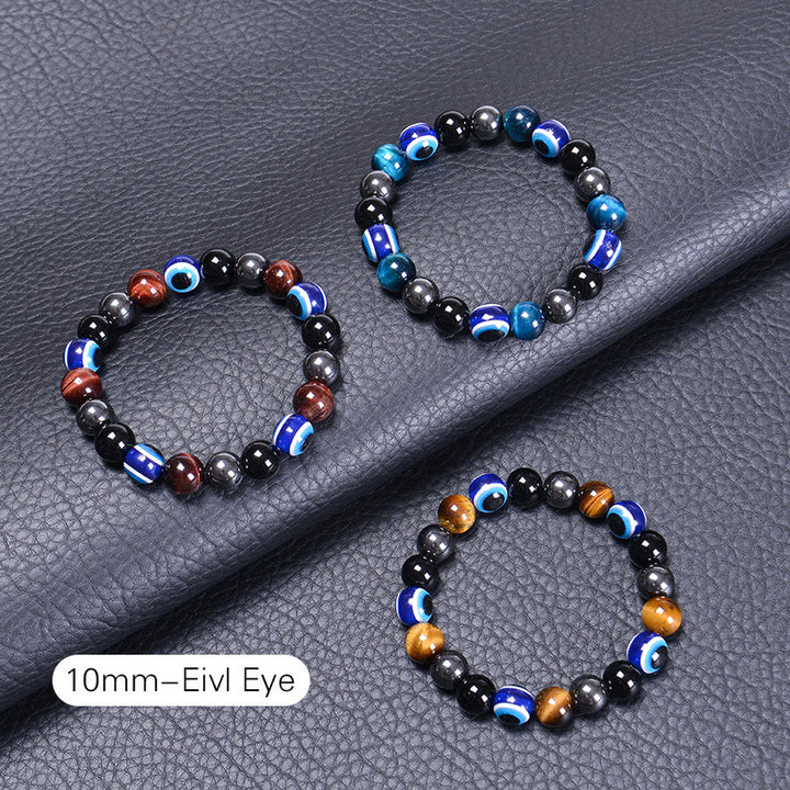 Pulsera de obsidiana, hematita, azul y rojo, ojo de tigre, Olivenorma