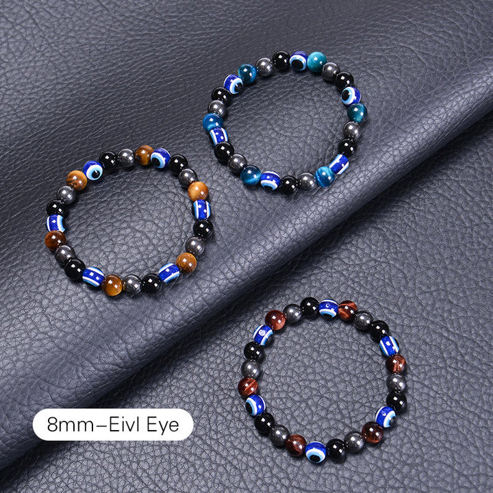 Pulsera de obsidiana, hematita, azul y rojo, ojo de tigre, Olivenorma