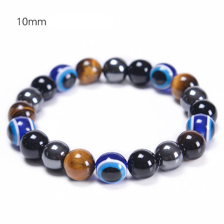 Pulsera de obsidiana, hematita, azul y rojo, ojo de tigre, Olivenorma
